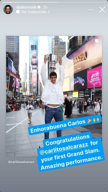 Djokovic, el gran ausente del US Open, también felicita a Alcaraz