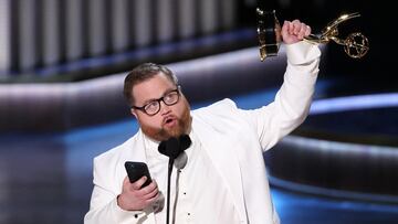 Paul Walter Hauser accepts the Outstanding Supporting Actor in a Limited or Anthology Series or Movie award for "Black Bird" at the 75th Primetime Emmy Awards in Los Angeles, California, U.S. January 15, 2024. REUTERS/Mario Anzuoni