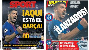 Portadas de los diarios Sport y Mundo Deportivo del día 5 de abril de 2018.