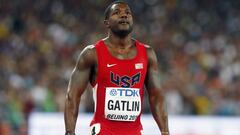 Justin Gatlin en los Mundiales de 2015, en los que fue derrotado por Usain Bolt. 