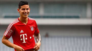 James en un entrenamiento del Bayern Múnich