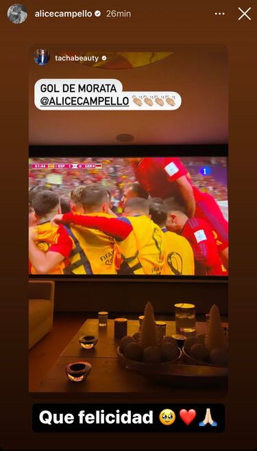 Así celebró Alice Campello el gol de Morata ante Alemania