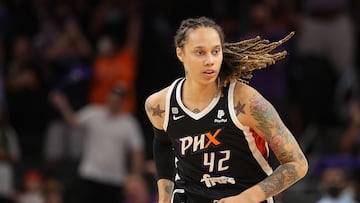 (FILES) In this file photo taken on October 06, 2021 Brittney Griner #42 of the Phoenix Mercury runs during the first half in Game Four of the 2021 WNBA semifinals at Footprint Center in Phoenix, Arizona. Moscow confirmed on December 8, 2022 it had exchanged US basketball star Brittney Griner, who had been jailed in Russia, for notorious arms dealer Victor Bout who was serving a 25-year sentence in the United States. (Photo by Christian Petersen / GETTY IMAGES NORTH AMERICA / AFP)