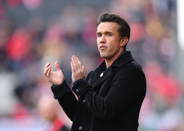 El actor y copropietario del Wrexham, Rob McElhenney, antes del partido.