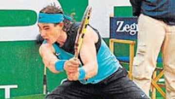 <b>SUFRIÓ. </b>Rafa Nadal tuvo que emplearse a fondo para ganar ayer a David Ferrer en la pista central.