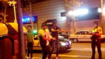 Pique, durante su incidente con la Guardia Urbana.