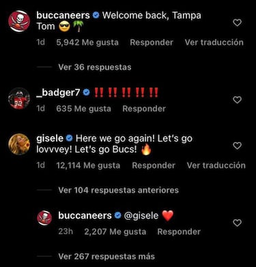 Gisele Bundchen reacciona al regreso de Tom Brady a la NFL