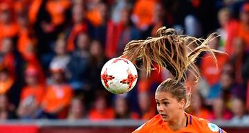 Lieke Martens jugadora holandesa durante le Eurocopa de fútbol femenino 2017