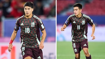 Obed Vargas (izq), Gilberto Mora (der) durante un partido de la Selección Mexicana Sub 20.