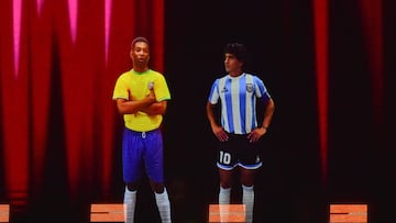 Holographic Pelé and Maradona pay tribute to Messi