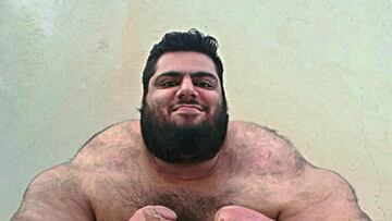 Sajad Gharibi, el Hulk iran&iacute; levantador de pesas.  @sajadgharibii