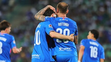 Jose Antonio Paradela celebrates his goal 1-2 with Carlos Rotondi of Cruz Azul during the 9th round match between Santos and Cruz Azul as part of the Liga BBVA MX Varonil, Torneo Clausura 2026 at TSM Corona Stadium, on March 03, 2026 in Torreon, Coahuila, Mexico.