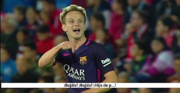 Rakitic can be seen shouting "You guys are going down!" and calling Pereira a "son of a b**ch".