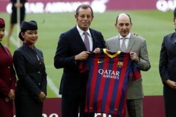 Foto oficial del Barcelona con el patrocinador Qatar Airways