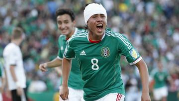 SOCCER/FUTBOL
MUNDIAL FIFA SUB17 2011
SEMIFINAL
ALEMANIA VS MEXICO
Action photo of Julio Gomez of Mexico celebrating a goal, during game of the FIFA Under 17 World Cup game, held at Torreon./Foto de accion de Julio Gomez de Mexico, durante juego de la Copa del Mundo FIFA Sub 17, celebrado en Torreon. 07 July 2011. MEXSPORT/JORGE MARTINEZ