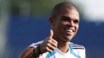 <b>RECUPERADO. </b>Pepe, ayer, satisfecho por poder llegar al Clásico.