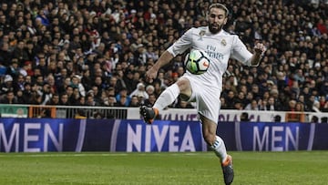 Daniel Carvajal (Real Madrid) controls the ball   La Liga match between Real Madrid vs Real Sociedad at the Santiago Bernabeu stadium in Madrid, Spain, February 10, 2018.