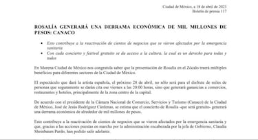 Concierto de Rosalía en el Zócalo dejará un gran impacto económico: así será