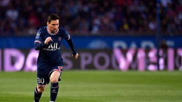 Leo Messi of Paris Saint-Germain in action against Olympique de Marseille at Parc des Princes on April 17.