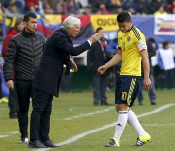 James Rodríguez con José Pékerman.