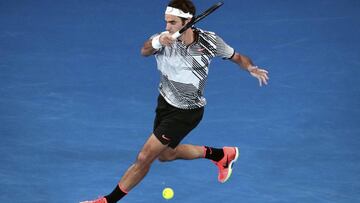 Tennis - Australian Open - Melbourne Park, Melbourne, Australia - 29/1/17 Switzerland's Roger Federer hits a shot during his Men's singles final match against Spain's Rafael Nadal. REUTERS/Jason Reed
