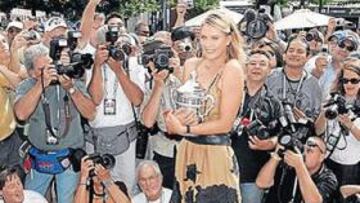 <b>ENTRENAMIENTO. </b>Sharapova, ayer en el Madrid Arena.