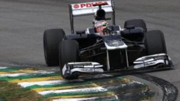 El piloto venezolano de Williams, Pastor Maldonado, durante la sesi&oacute;n de entrenamientos libres en el circuito de Interlagos.