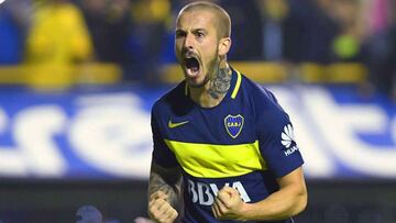 Buenos Aires: Darío Benedetto (9) festeja el gol convertido para Boca, con el cual supera a Independiente por 1 a 0.
Foto: Maximiliano Luna/Télam/CF
04/06/2017