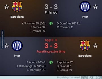 Los mejores memes de la eliminatoria de infarto entre el Inter y el Barcelona