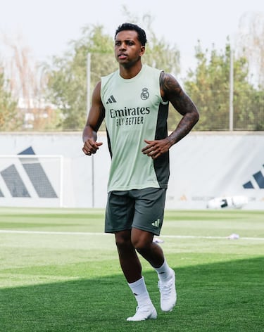 Rodrygo durante el entrenamiento de esta mañana. 