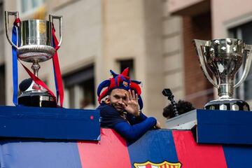 Andrés Iniesta during Barcelona's LaLiga victory parade.