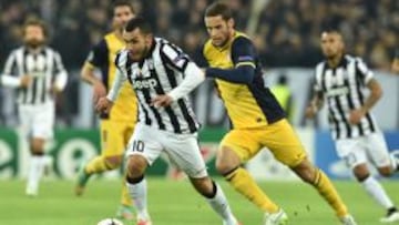 Carlos T&eacute;vez, en el partido de Champions contra el Atl&eacute;tico disputado en Tur&iacute;n.