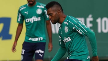 Miguel &Aacute;ngel Borja durante un entrenamiento con Palmeiras.