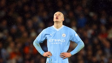 Erling Haaland, jugador del Manchester City, durante el partido ante el Tottenham.