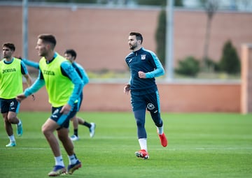 Juan Muñoz, durante un entrenamiento del Leganés.