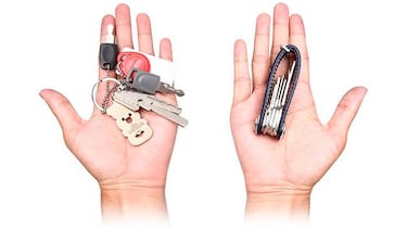 Un organizador de llaves de bolsillo de cuero genuino que evita el ruido y los arañazos