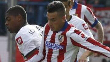 José María Giménez durante el partido ante el Deportivo