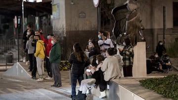 GRANADA, SPAIN - JANUARY 27: People gathered in the center of Granada during the curfew after feeling several earthquakes on January 27, 2021 in Granada, Spain. Many citizens of Granada have left their homes after having felt several earthquakes measuring