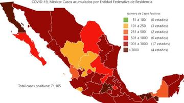 Mapa y casos de coronavirus en M&eacute;xico por estados hoy 25 de mayo