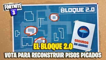 El Bloque 2.0 en Fortnite Temporada 3: ayuda a reconstruir Pisos Picados