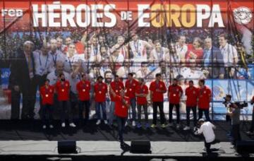 La celebración de la Selección tras el oro en el Eurobasket