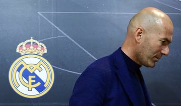 Real Madrid's French coach Zinedine Zidane leaves after announcing his resignation in Madrid on May 31, 2018.