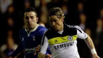 Fernando Torres en el partido ante el Birmingham.