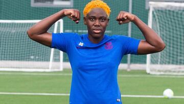 Oshoala, jugadora del Bar&ccedil;a.