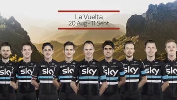 El equipo de 9 corredores del Sky para la Vuelta a España, con Chris Froome como líder de la escuadra británica.