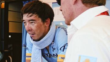 Bakhtiyar Kozhatayev, tras concluir una contrarreloj con el Astana.