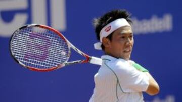 Kei Nishikori, en el partido ante Ernests Gulbis.