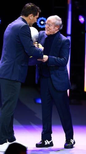 Iker Casillas and Jose Ramon Fernandez during the Soccer Hall of Fame Induction Ceremony 2025, at Auditorio Gota de Plata, on November 11, 2025, Pachuca, Hidalgo, Mexico.