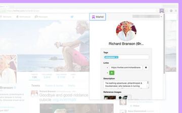 Añadir a influencers como Richard Branson de Virgin es simple: Sólo hay que darle al icono de Markd en Chrome