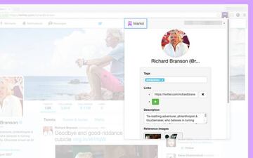 A&ntilde;adir a influencers como Richard Branson de Virgin es simple: S&oacute;lo hay que darle al icono de Markd en Chrome